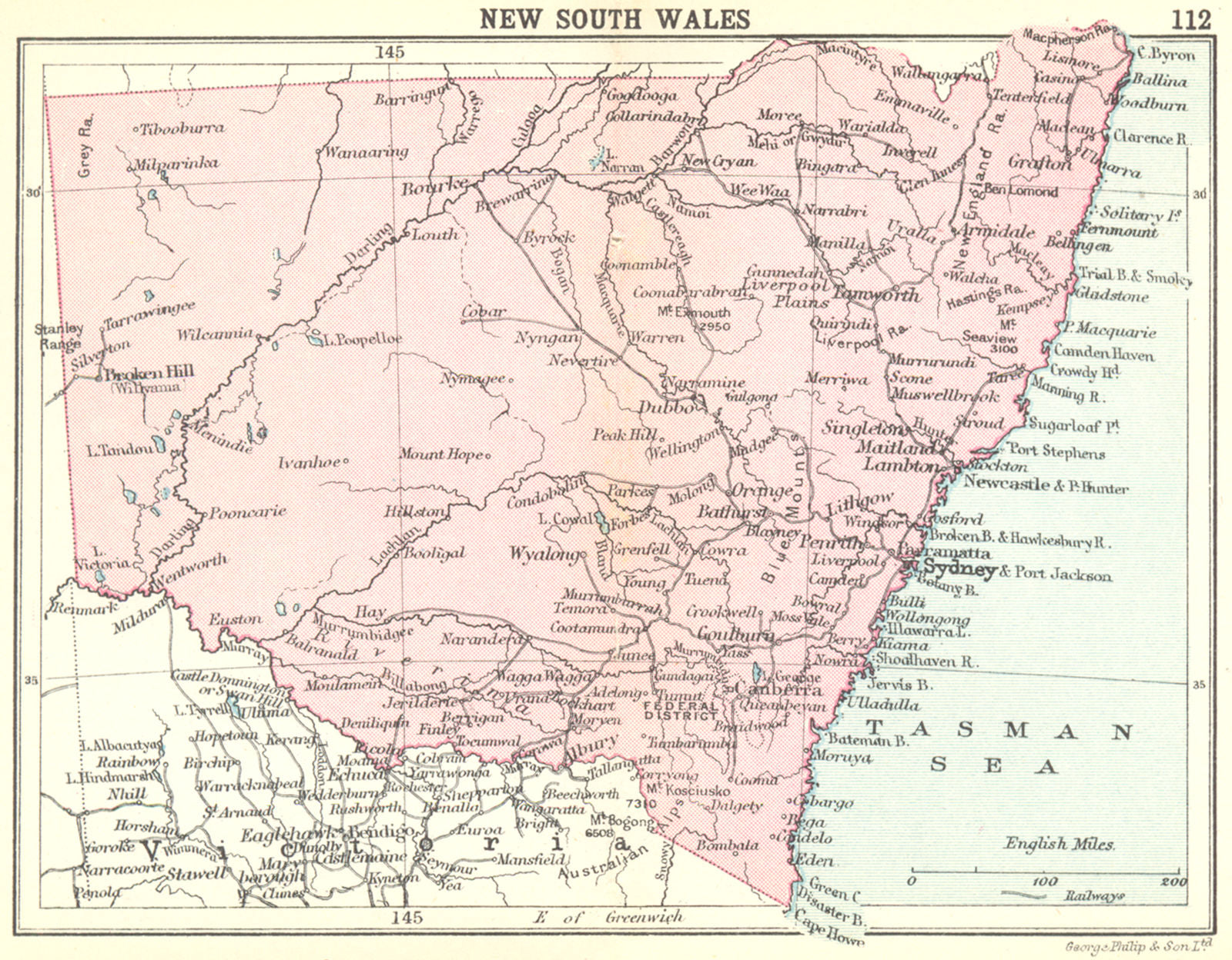 AUSTRALIA. New South Wales; Small map 1912 old antique vintage plan chart